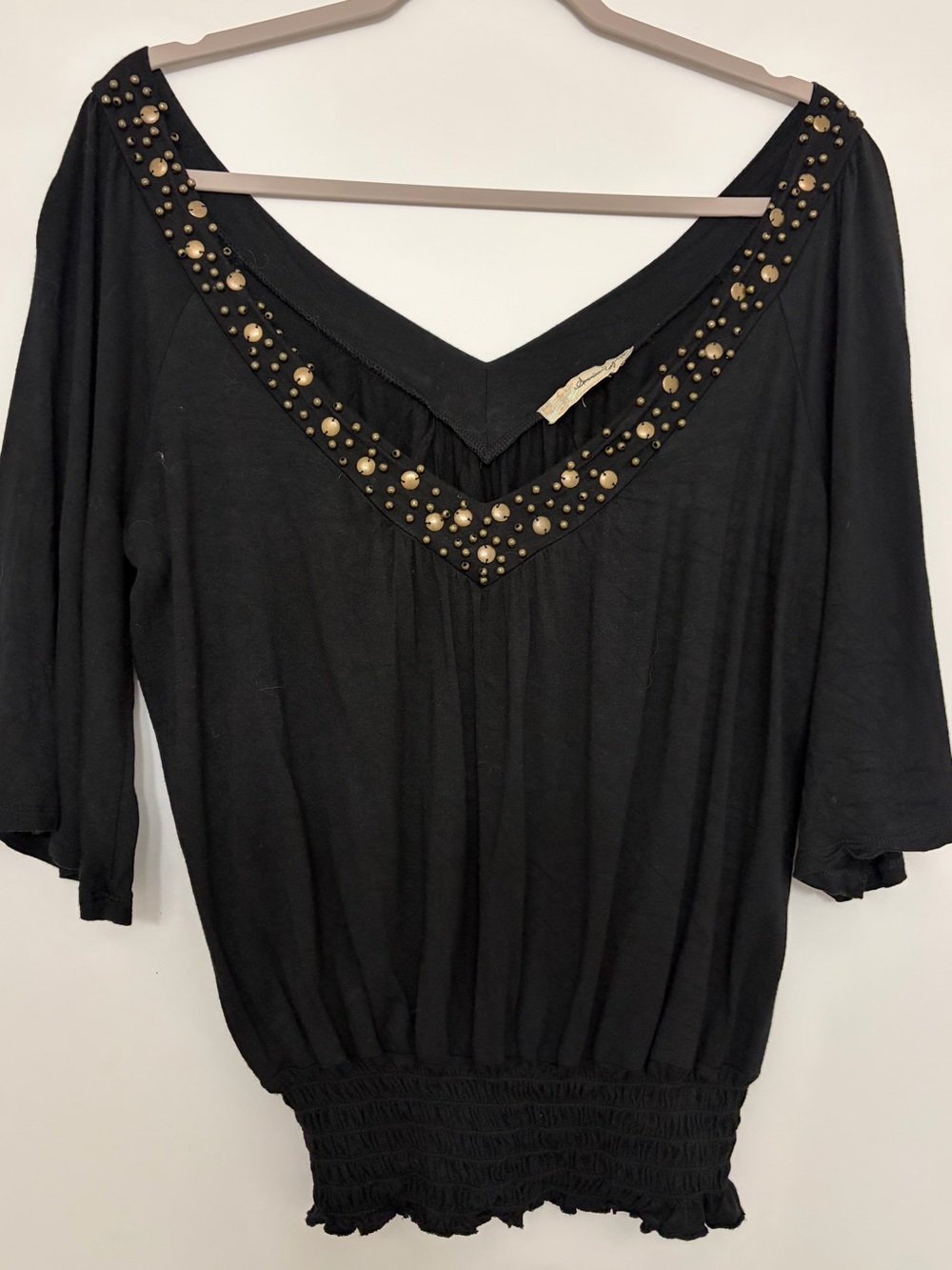 🖤 American Rag Cie Y2K Studded Beaded Batwing Top Whimsy Goth Fairy Grunge 2000s